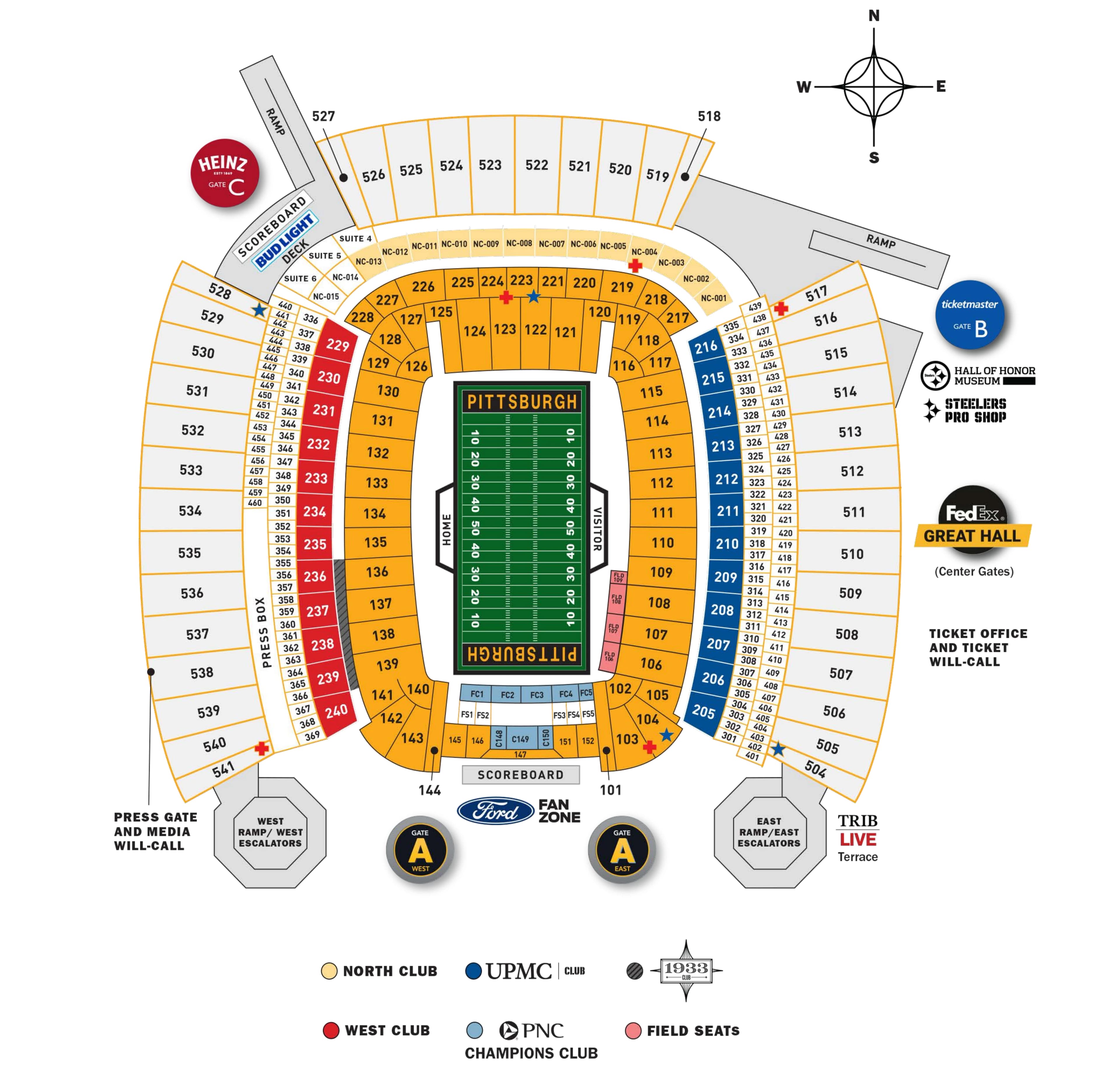 Acrisure Stadium: Seating chart, Acrisure Stadium — 2026 football seating overview. Use the source chart for section and row details.