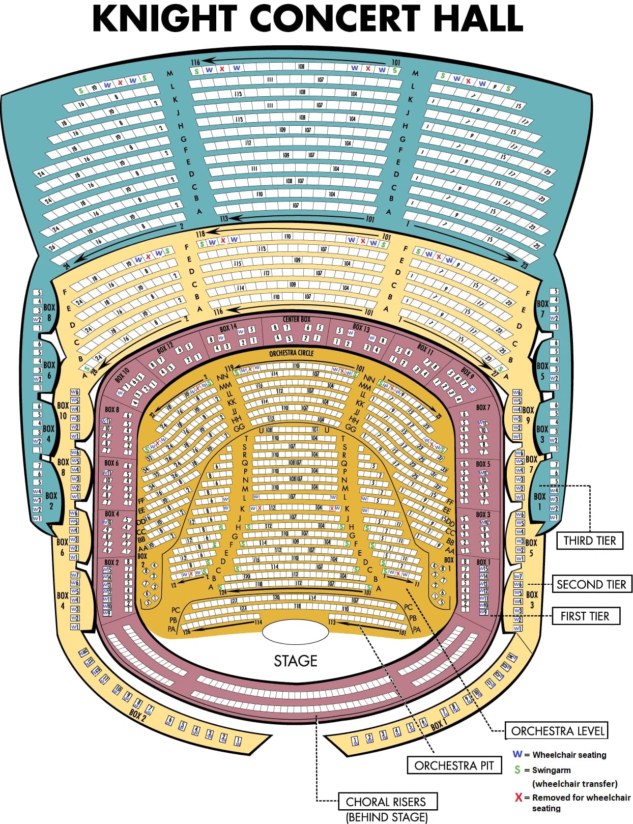 Adrienne Arsht Center: Seating chart, Knight Concert Hall · owner-linked July 2022 chart. Use the source chart for section and row details.