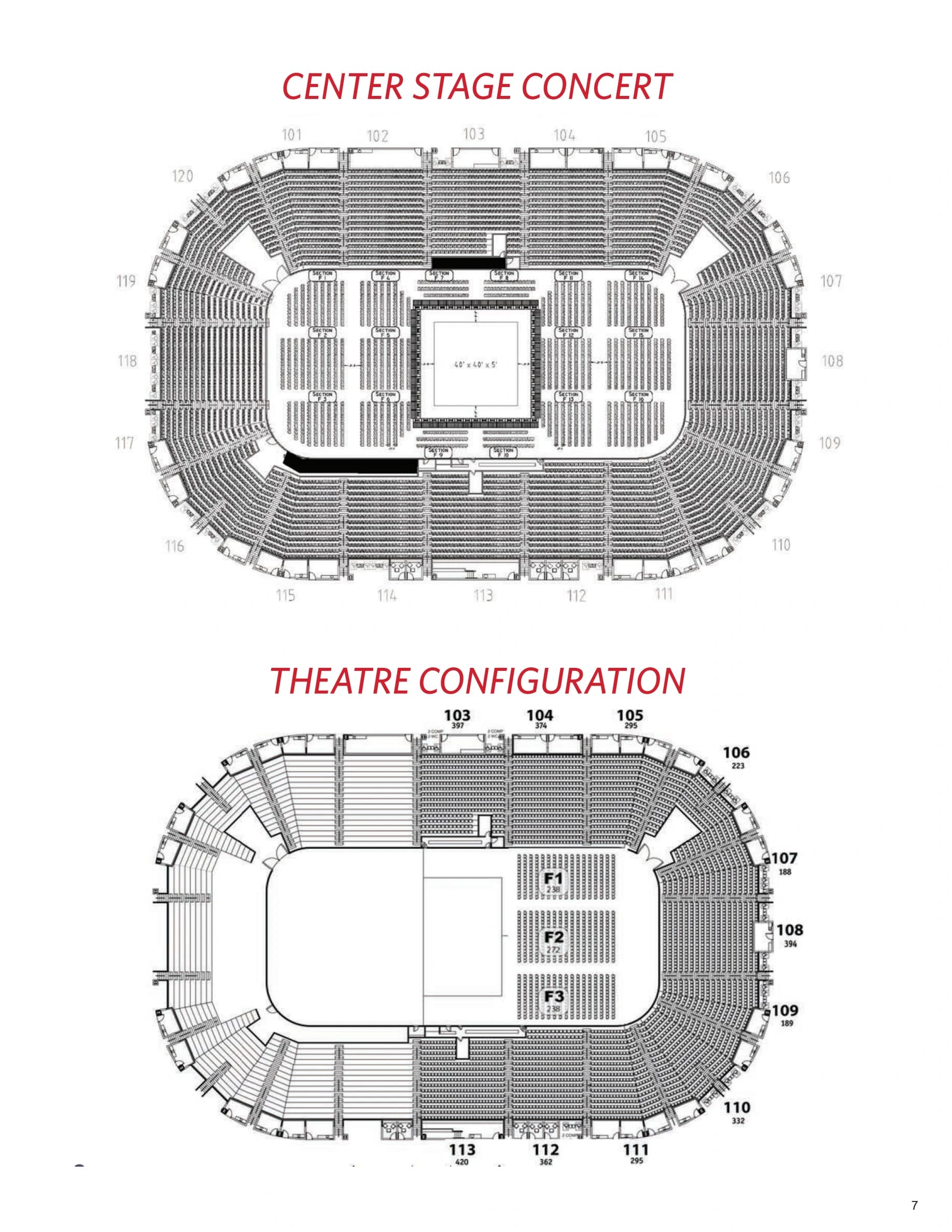 Agganis Arena: Seating chart, Agganis Arena — center-stage and theatre concerts. Use the source chart for section and row details.