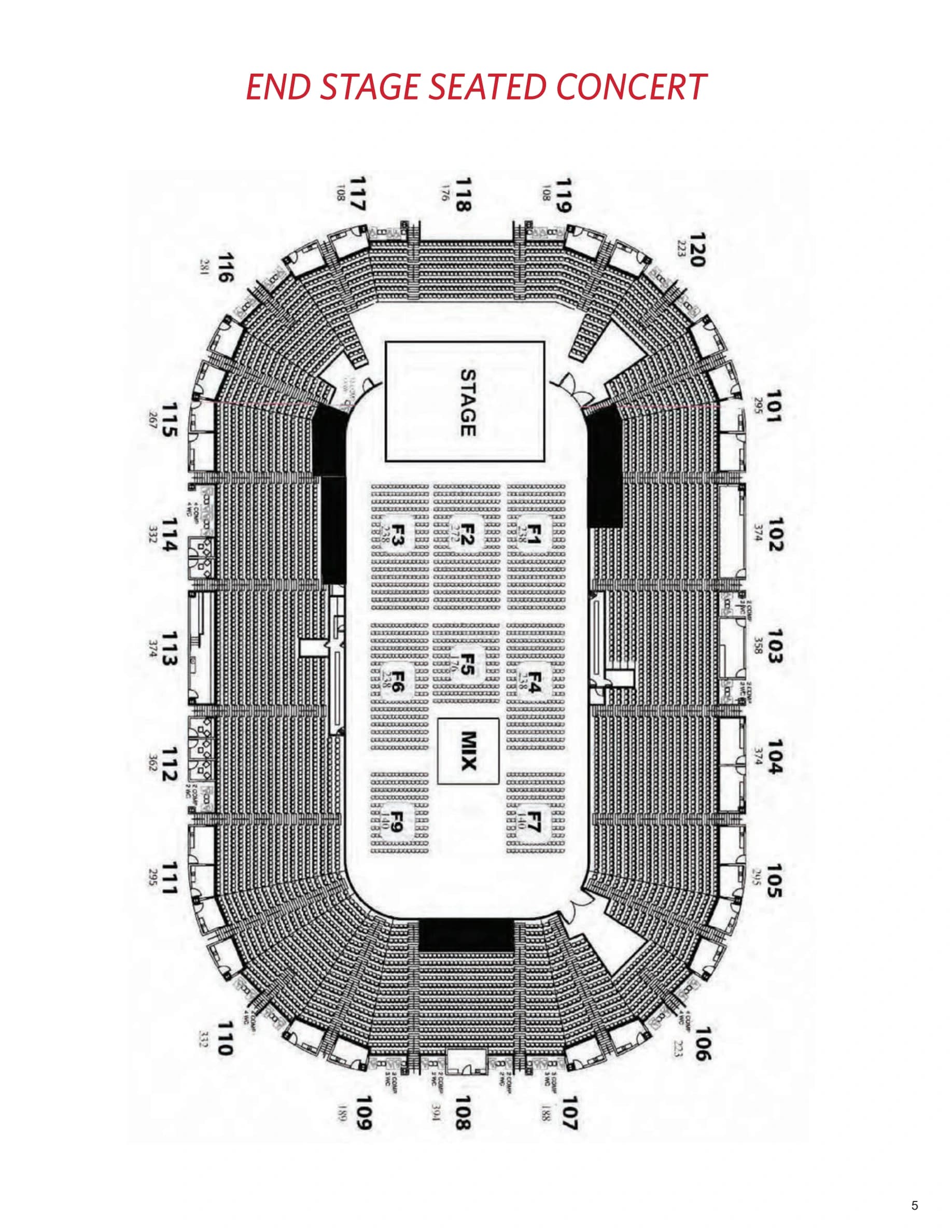 Agganis Arena: Seating chart, Agganis Arena — end-stage seated concert. Use the source chart for section and row details.