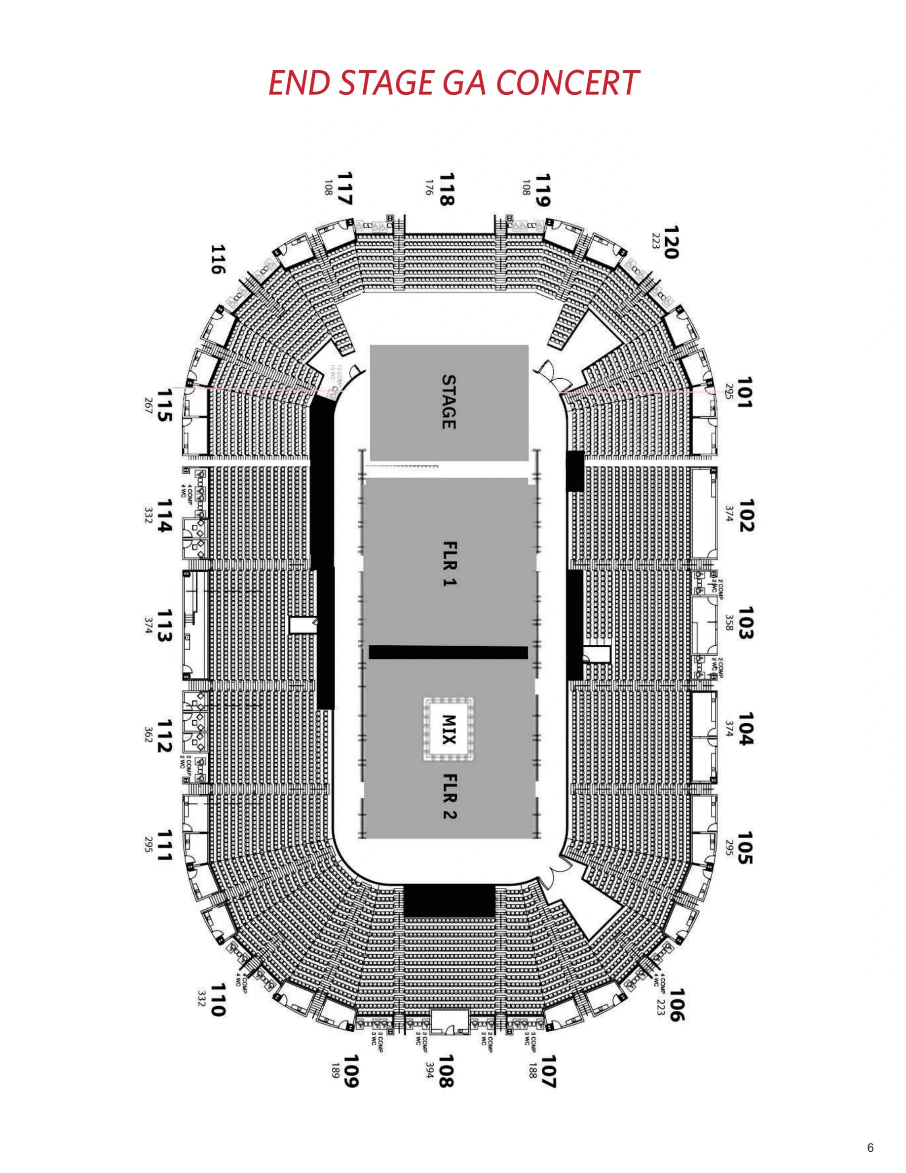 Agganis Arena: Seating chart, Agganis Arena — end-stage general-admission concert. Use the source chart for section and row details.