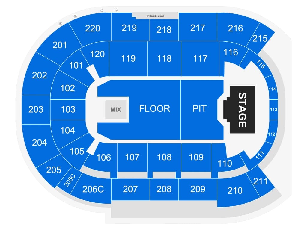 Angel Of The Winds Arena: Seating chart, Angel Of The Winds Arena — Billy Strings, October 9–10, 2026. Use the source chart for section and row details.