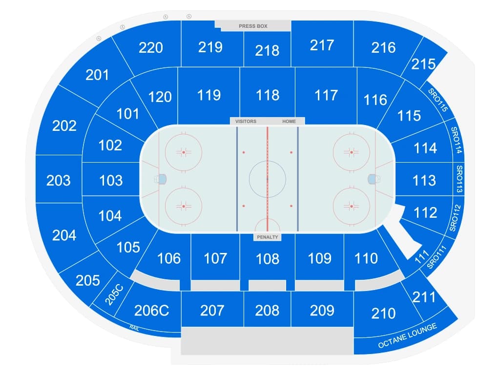 Angel Of The Winds Arena: Seating chart, Angel Of The Winds Arena — Silvertips vs. Medicine Hat, November 6, 2026. Use the source chart for section and row details.