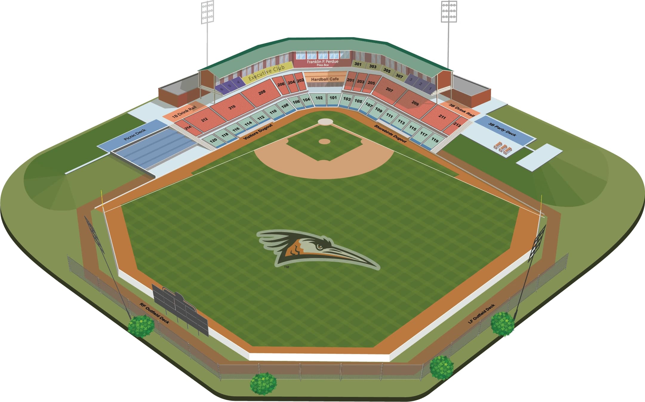 Arthur W. Perdue Stadium: Seating chart, Arthur W. Perdue Stadium — official-linked numbered seating chart. Use the source chart for section and row details.