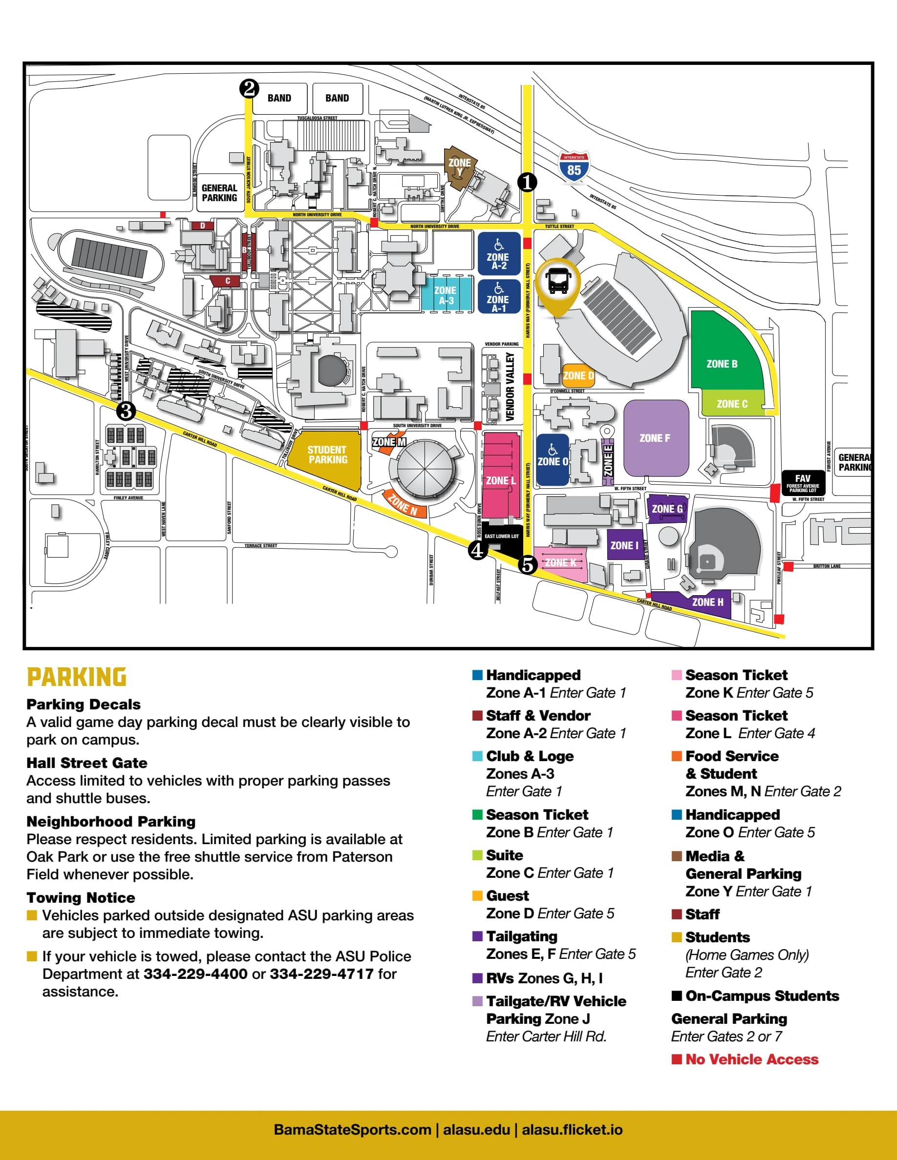 ASU Stadium: Venue layout, Parking zones · 2025 guide. Use the original map for routes and visitor facilities.