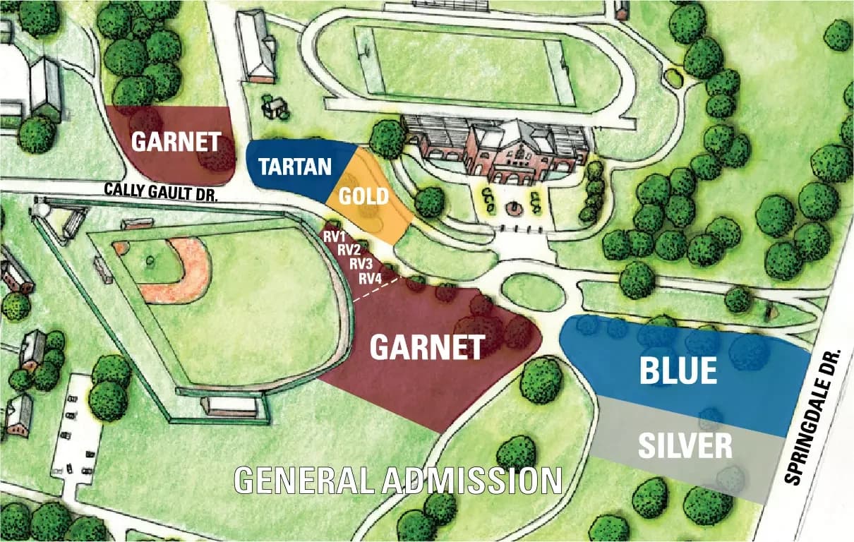 Bailey Memorial Stadium: Venue layout, Bailey Memorial Stadium — official current-linked arrival and parking diagram. Use the original map for routes and visitor facilities.