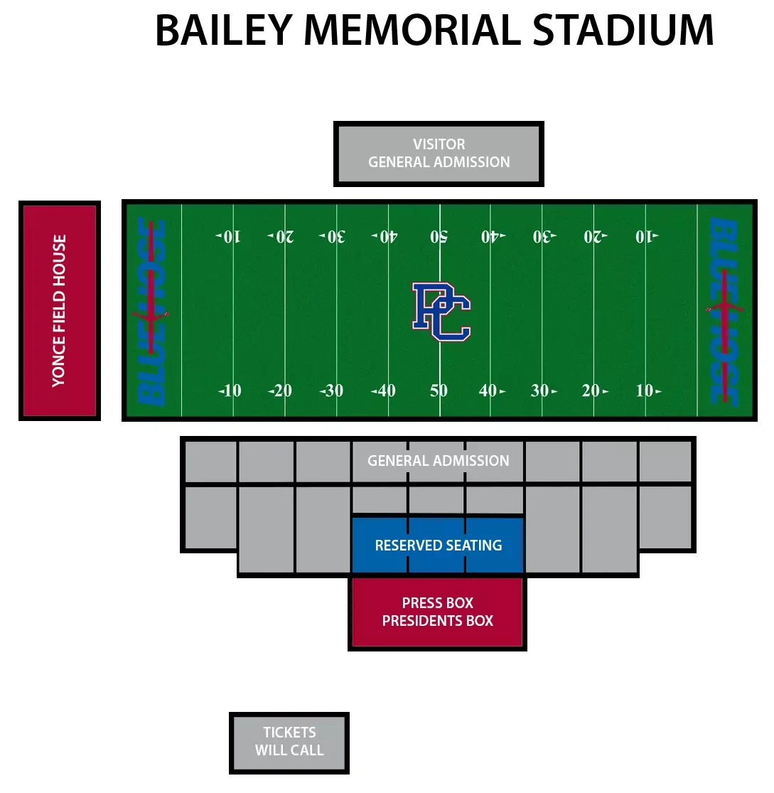 Bailey Memorial Stadium: Seating chart, Bailey Memorial Stadium — official general-admission and reserved seating chart. Use the source chart for section and row details.