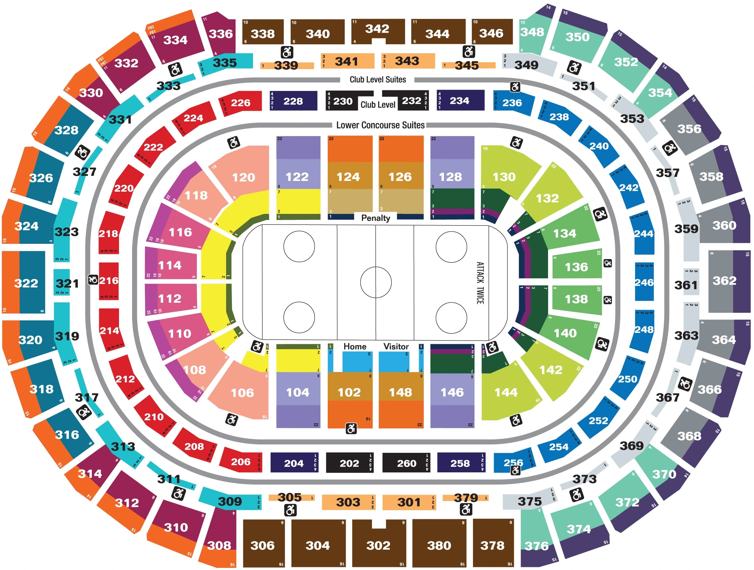 Ball Arena: Seating chart, Ball Arena — official 2025 hockey seating chart. Use the source chart for section and row details.