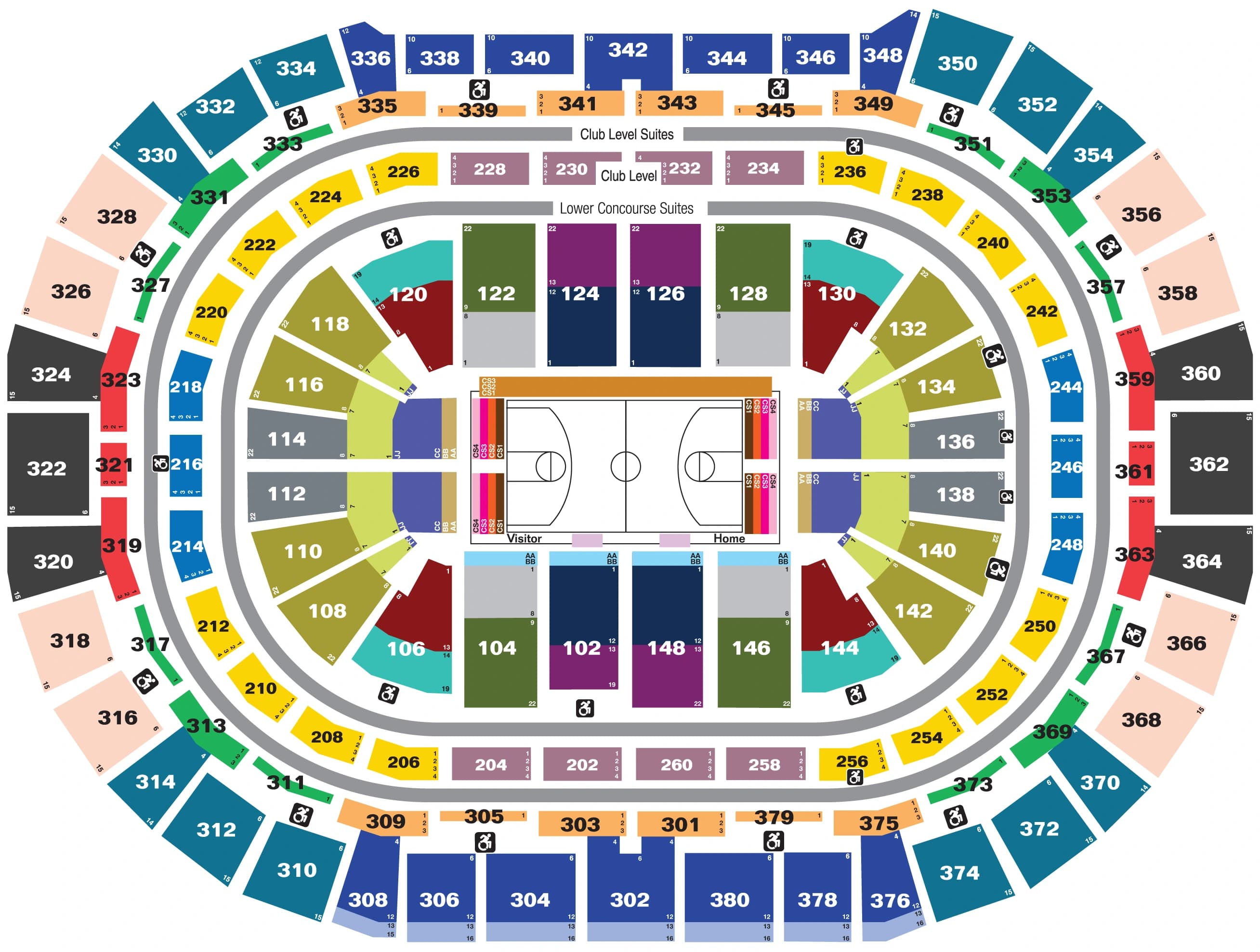Ball Arena: Seating chart, Ball Arena — official 2025 basketball seating chart. Use the source chart for section and row details.