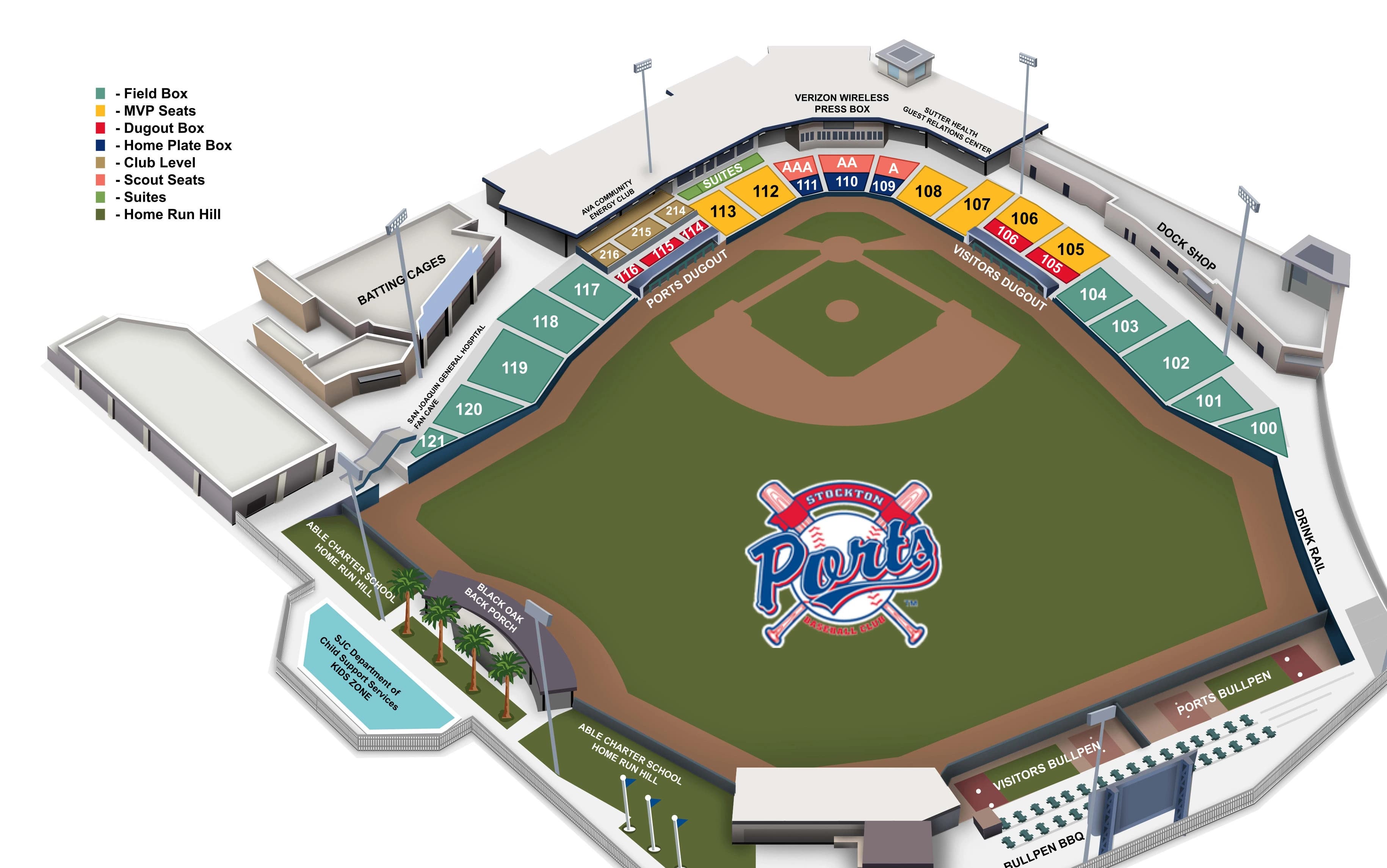 Banner Island Ballpark: Seating chart, Banner Island Ballpark — official-linked numbered seating diagram. Use the source chart for section and row details.