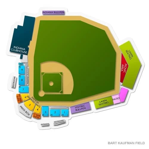 Bart Kaufman Field: Seating chart, Bart Kaufman Field — verified reseller baseball seating example. Use the source chart for section and row details.