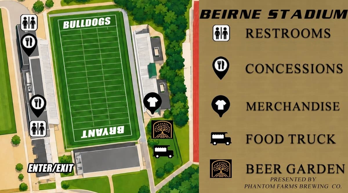 Beirne Stadium: Venue layout, Stadium gates and amenities · October 3, 2026 guide. Use the original map for routes and visitor facilities.