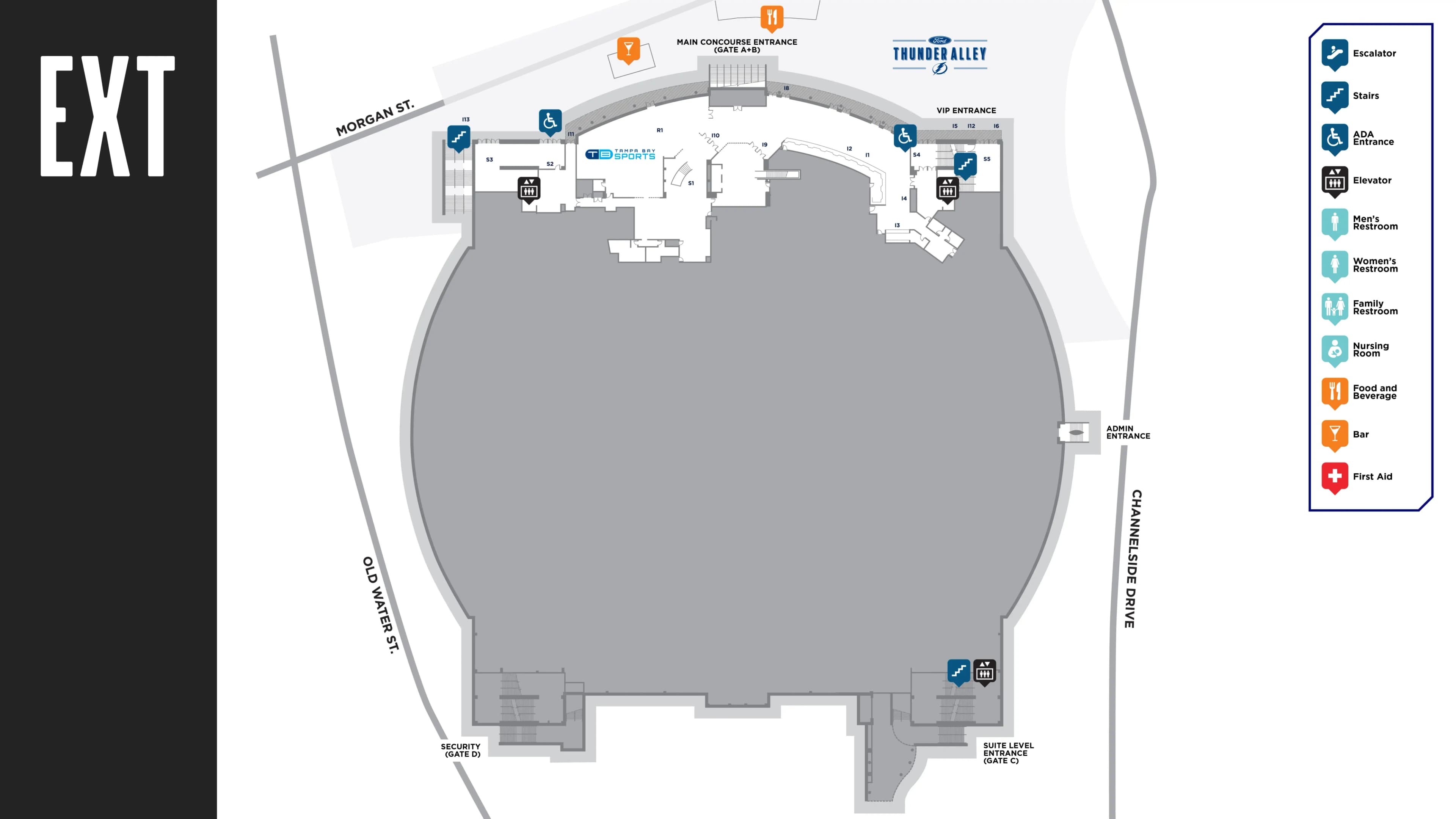 Benchmark International Arena: Venue layout, Benchmark International Arena — June 2026 exterior and entrances. Use the original map for routes and visitor facilities.