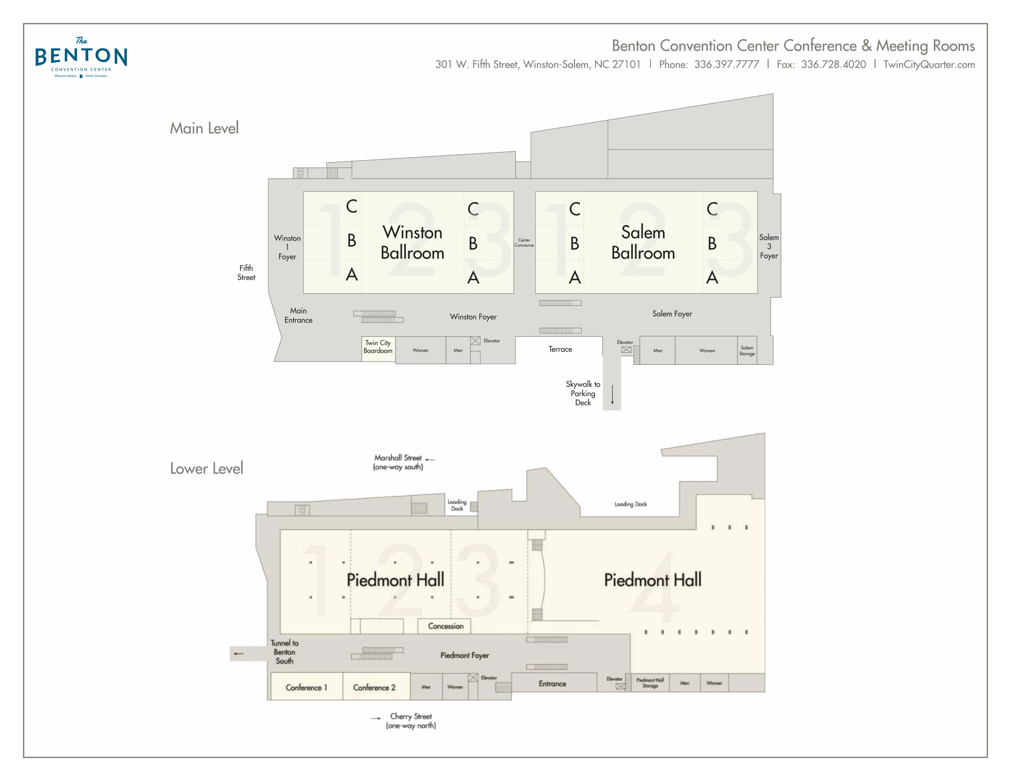 Benton Convention Center: Venue layout, Benton North · main and lower level facility plan. Use the original map for routes and visitor facilities.