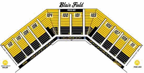 Blair Field: Seating chart, Blair Field — current official-linked 2019 numbered seating chart. Use the source chart for section and row details.
