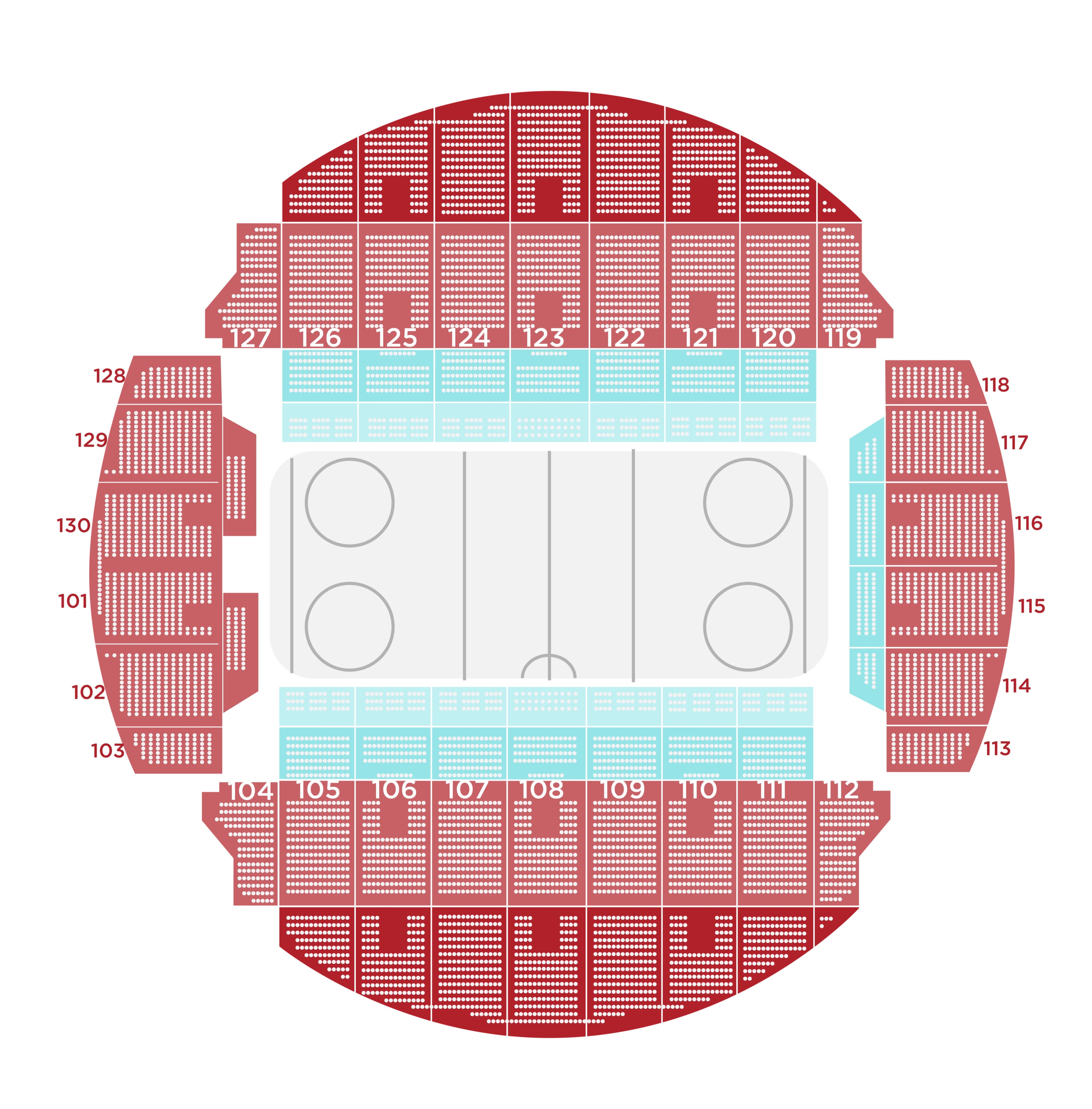 Bojangles Coliseum: Seating chart, Bojangles Coliseum — hockey section overview. Use the source chart for section and row details.