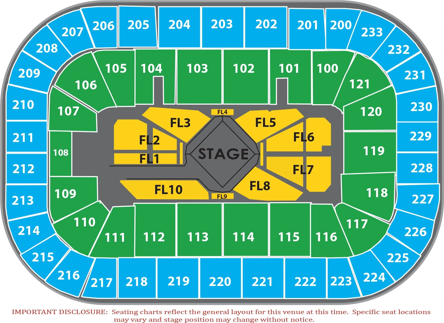 Bon Secours Wellness Arena: Seating chart, Bon Secours Wellness Arena — 360-degree center-stage concert. Use the source chart for section and row details.