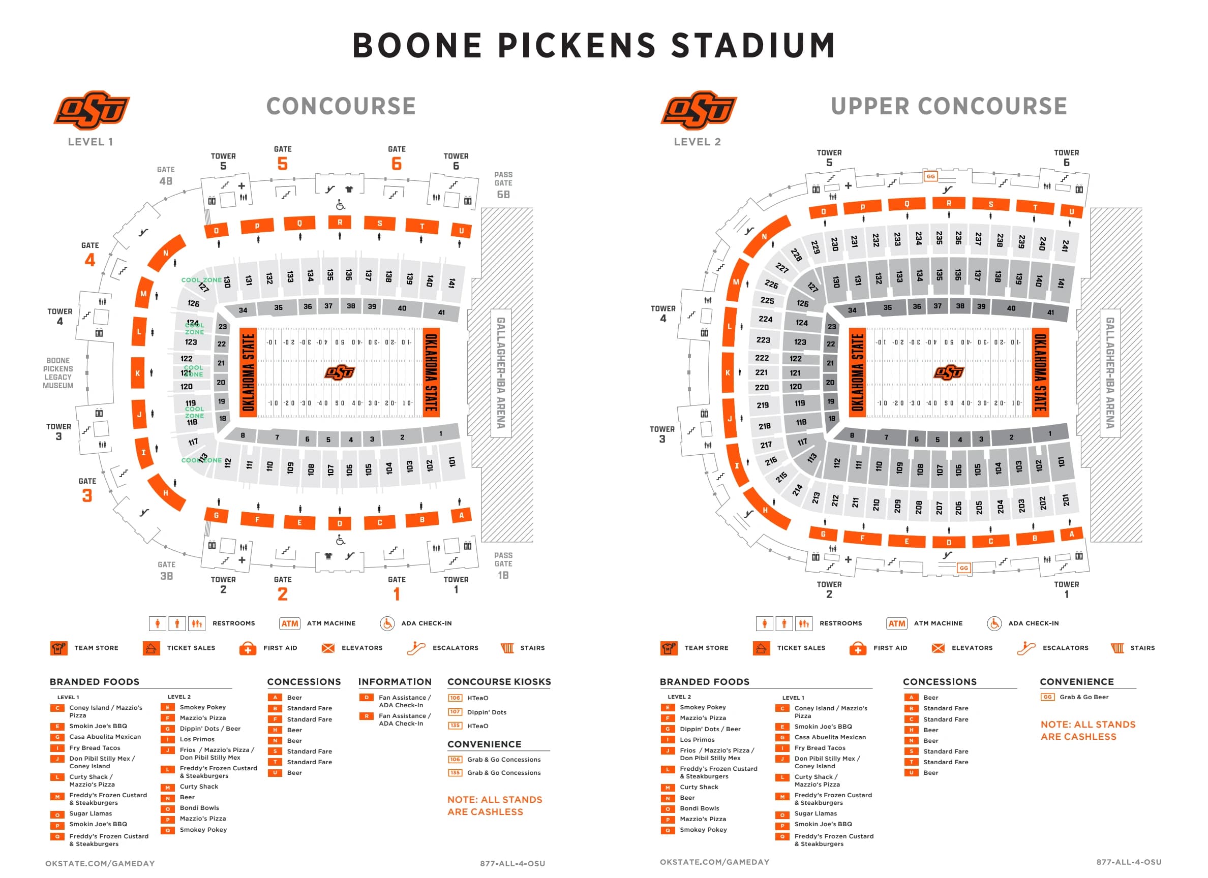 Boone Pickens Stadium: Venue layout, Boone Pickens Stadium — 2026 concessions and concourse services. Use the original map for routes and visitor facilities.