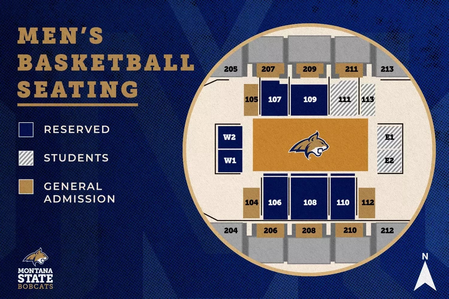 Brick Breeden Fieldhouse: Seating chart, Men's basketball · 2026. Use the source chart for section and row details.