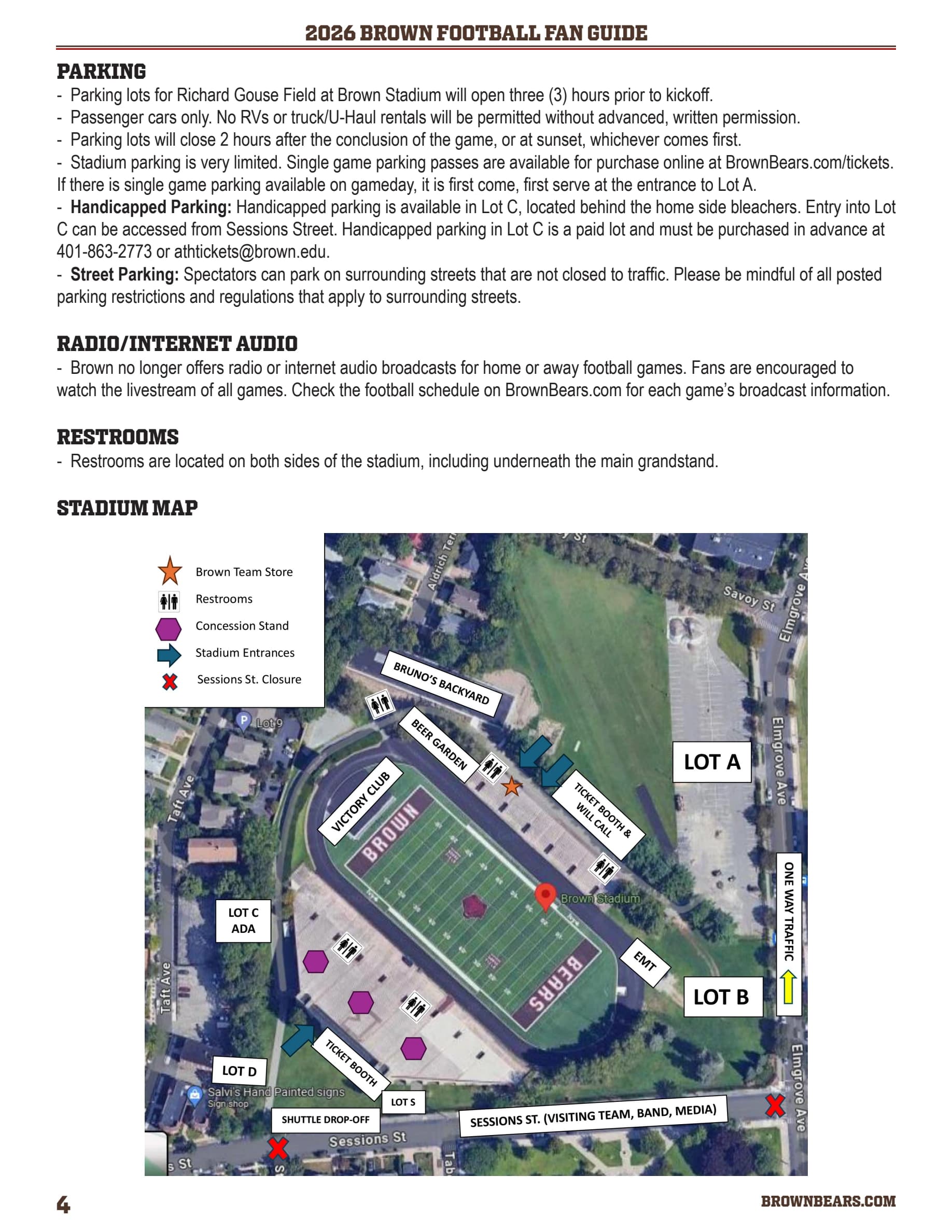 Brown Stadium: Venue layout, Stadium seating and amenities · 2026 fan guide. Use the original map for routes and visitor facilities.