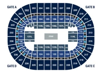 Bryce Jordan Center: Seating chart, Bryce Jordan Center — center-stage concert example. Use the source chart for section and row details.