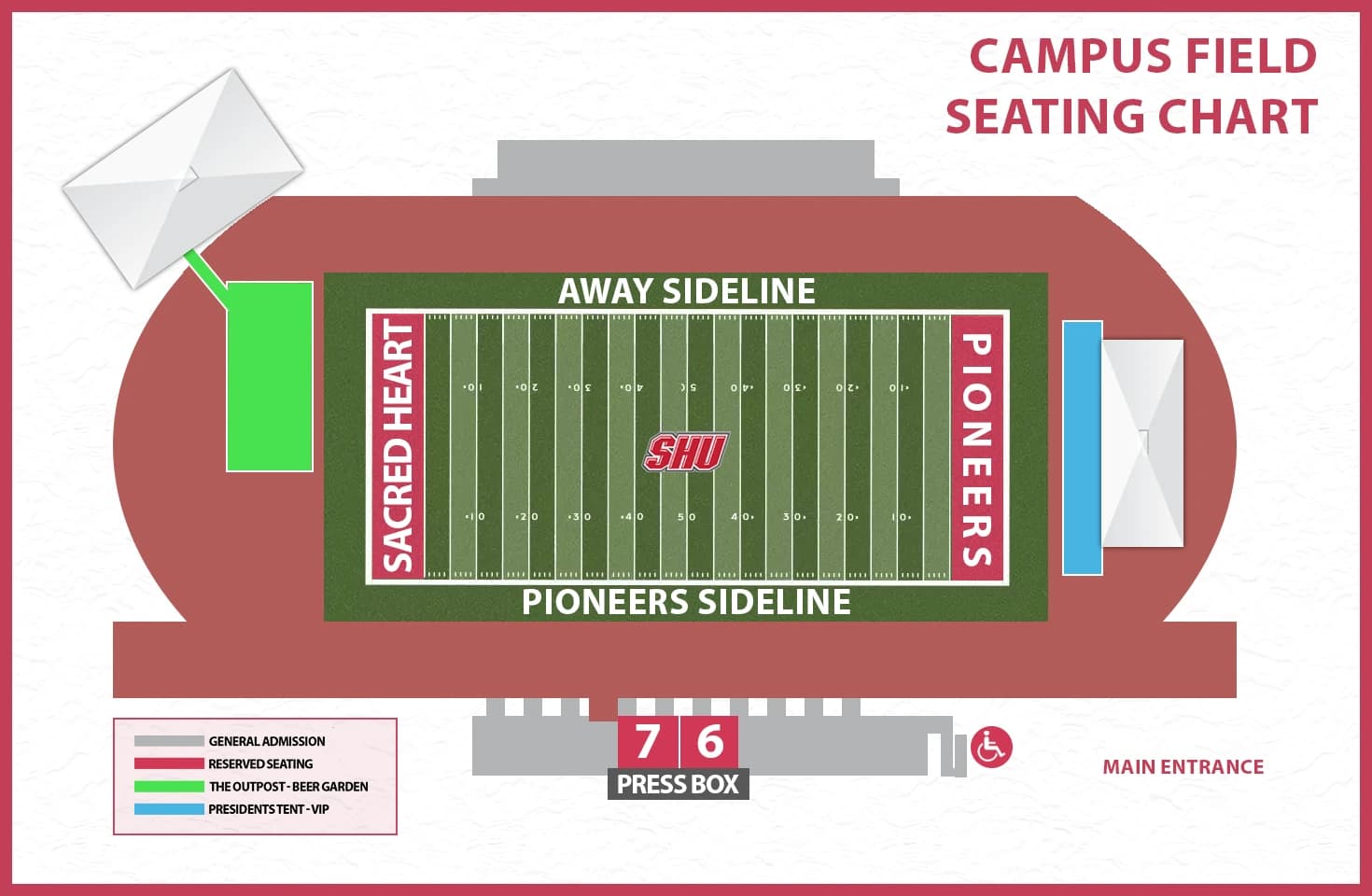 Sikorsky Credit Union Field: Seating chart, Sikorsky Credit Union Field — official current-linked Campus Field section chart. Use the source chart for section and row details.
