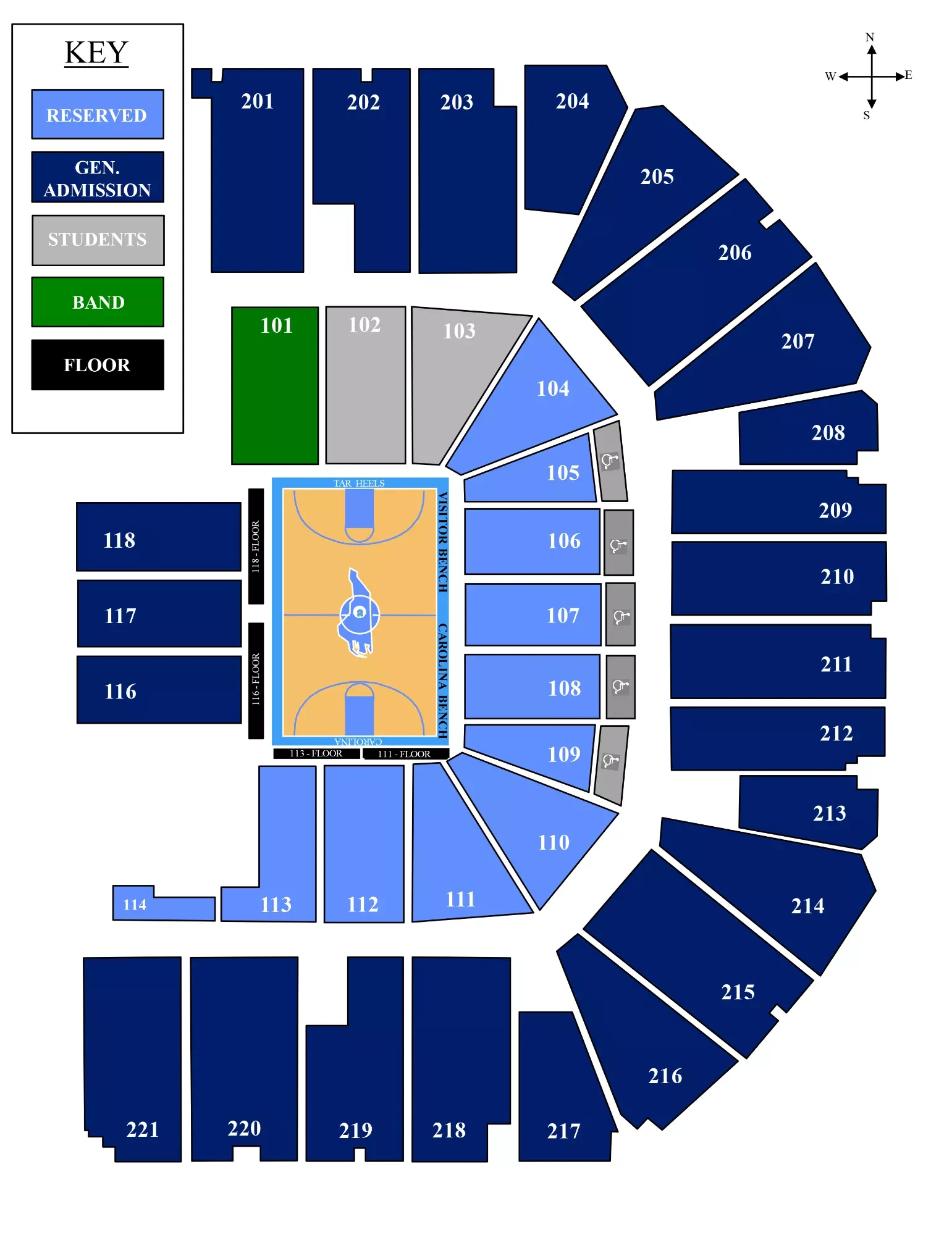 Carmichael Arena: Seating chart, Carmichael Arena — women’s basketball chart linked from current guide. Use the source chart for section and row details.