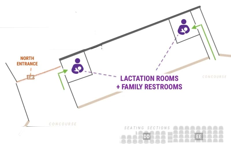 Carver-Hawkeye Arena: Venue layout, Carver-Hawkeye Arena — lactation rooms and family restrooms. Use the original map for routes and visitor facilities.