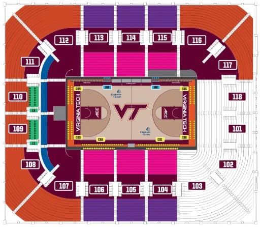 Cassell Coliseum: Seating chart, Cassell Coliseum — upcoming 2027–28 men’s basketball. Use the source chart for section and row details.