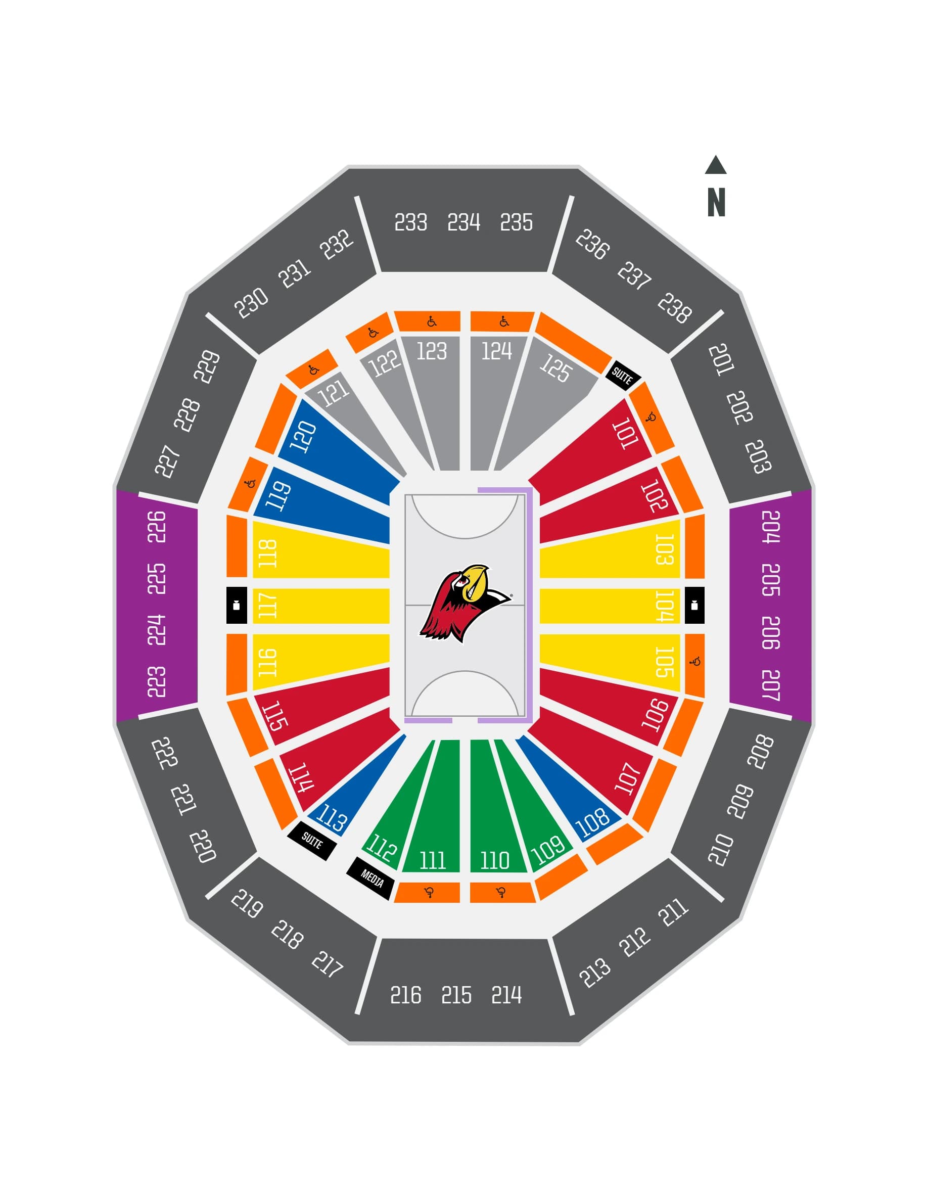 CEFCU Arena: Seating chart, CEFCU Arena — 2026–27 men’s basketball seating. Use the source chart for section and row details.