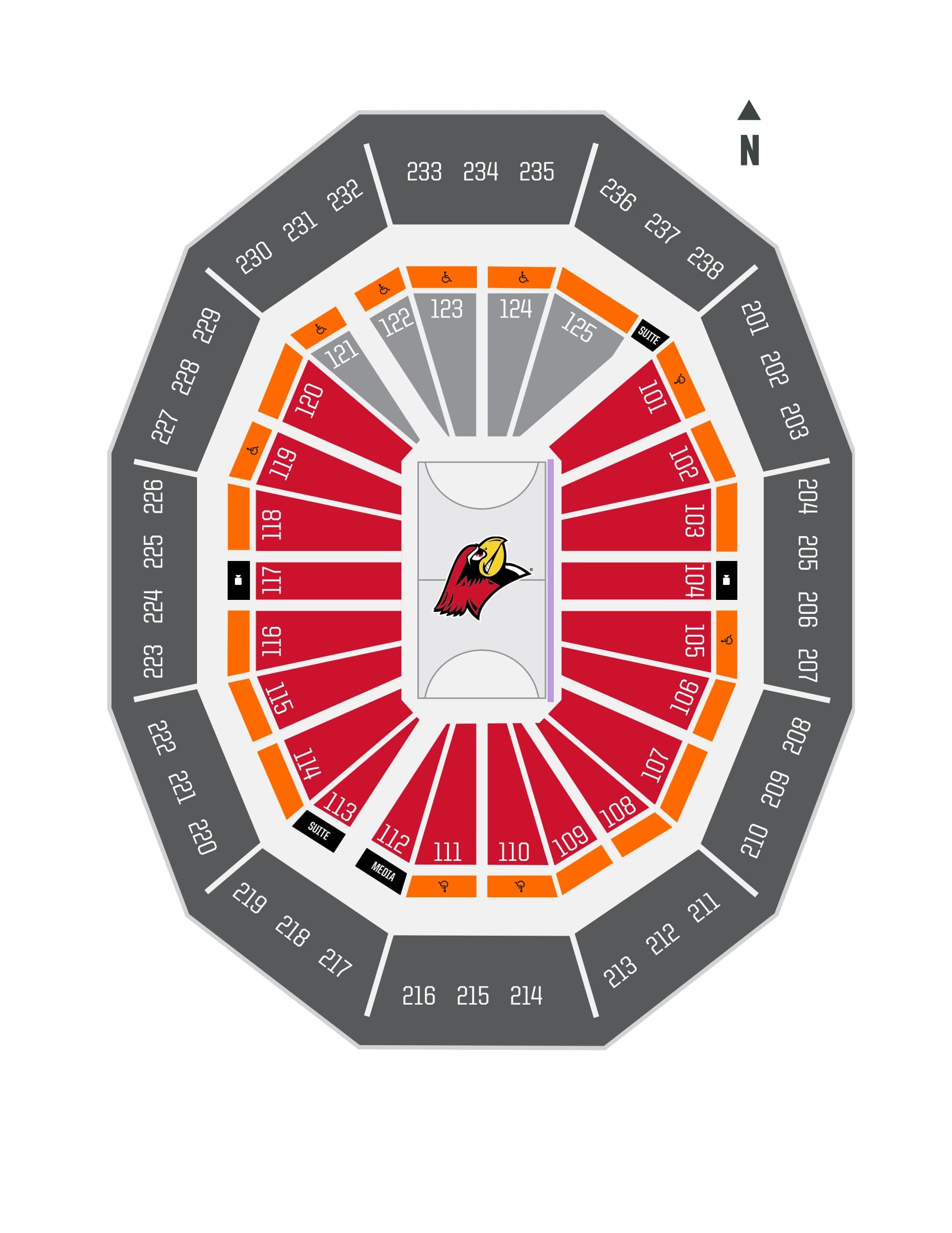 CEFCU Arena: Seating chart, CEFCU Arena — 2026–27 women’s basketball seating. Use the source chart for section and row details.
