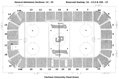 Cheel Arena: Seating chart, Cheel Arena — archived 2005 section reference. Use the source chart for section and row details.