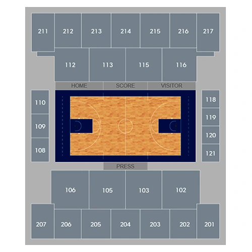 Christl Arena: Seating chart, Christl Arena — basketball section reference. Use the source chart for section and row details.