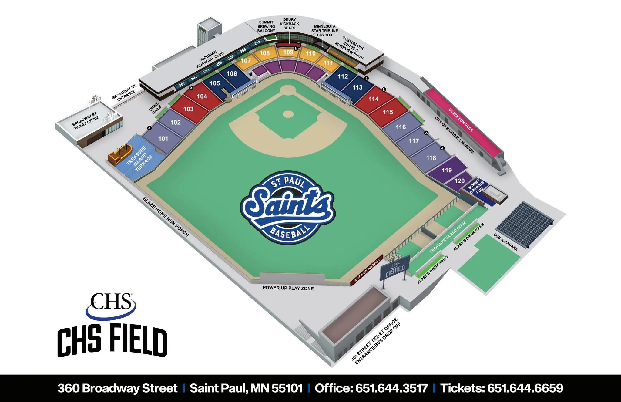 CHS Field: Seating chart, Baseball seating sections — published 2025. Use the source chart for section and row details.