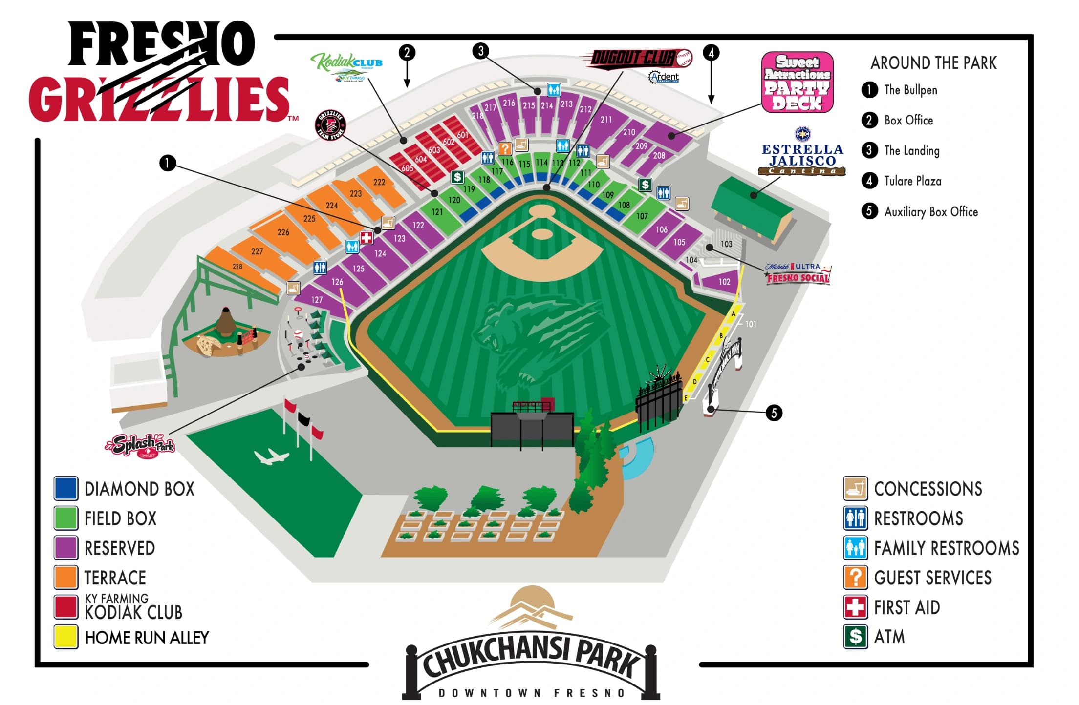 Chukchansi Park: Seating chart, Baseball · Chukchansi Park numbered sections and amenities. Use the source chart for section and row details.