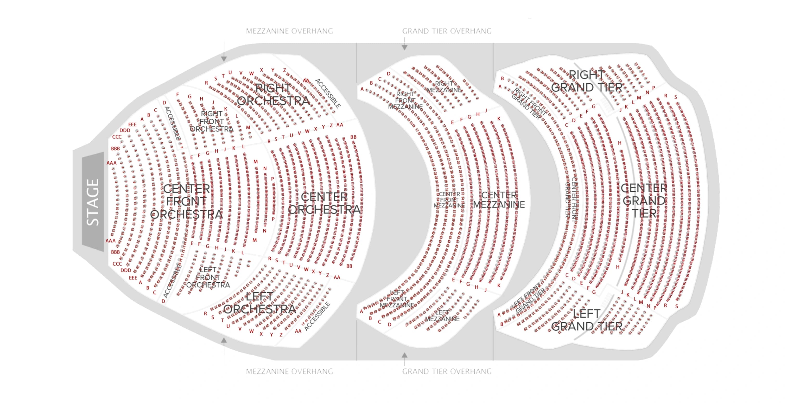 Cobb Energy Performing Arts Centre: Seating chart, Theatre. Use the source chart for section and row details.