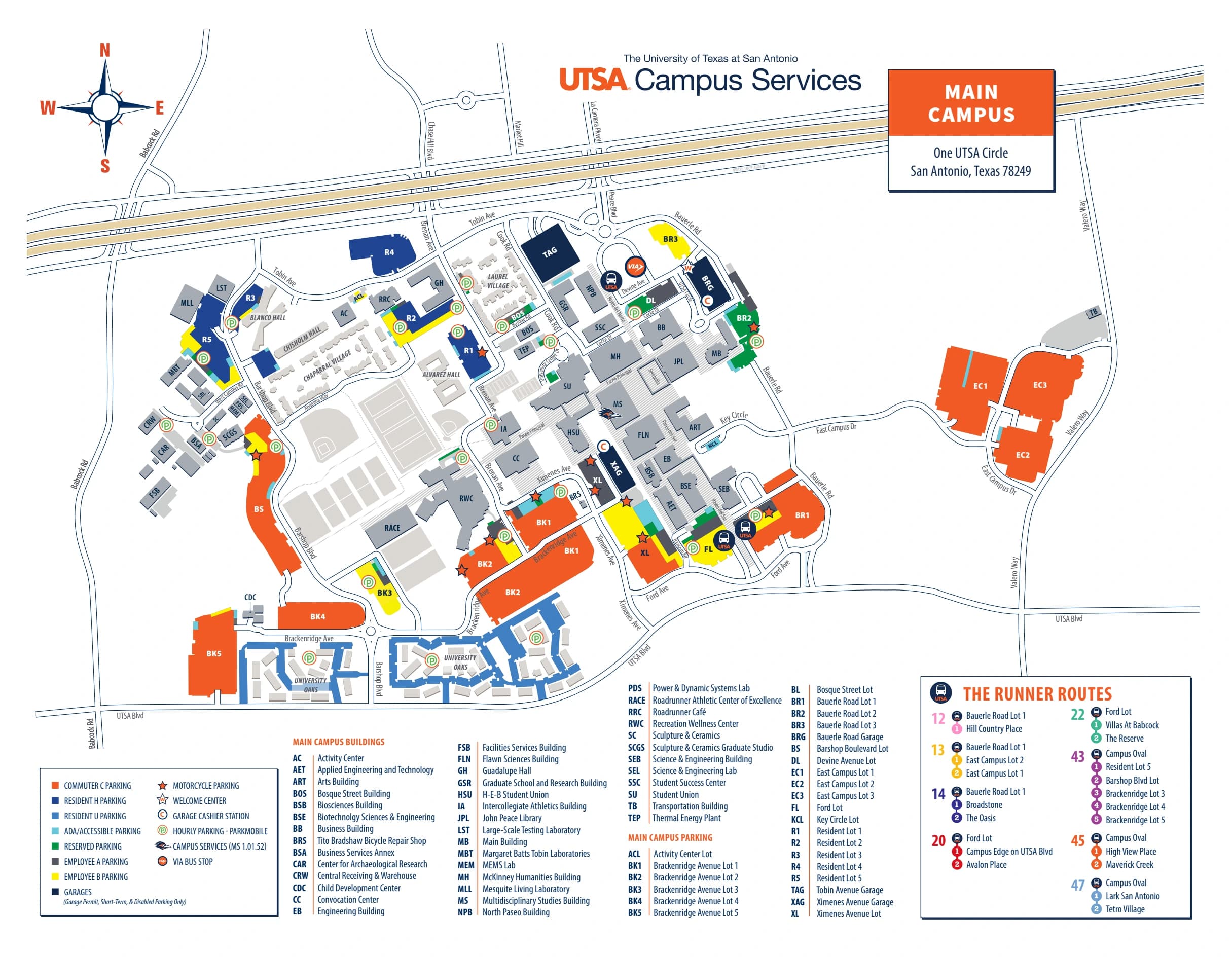 Convocation Center (UTSA): Venue layout, UTSA — Convocation Center campus arrival and parking. Use the original map for routes and visitor facilities.
