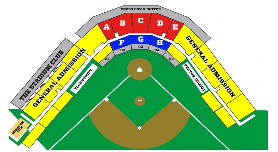Dan Law Field at Rip Griffin Park: Seating chart, Dan Law Field at Rip Griffin Park — official 2026 seating diagram. Use the source chart for section and row details.