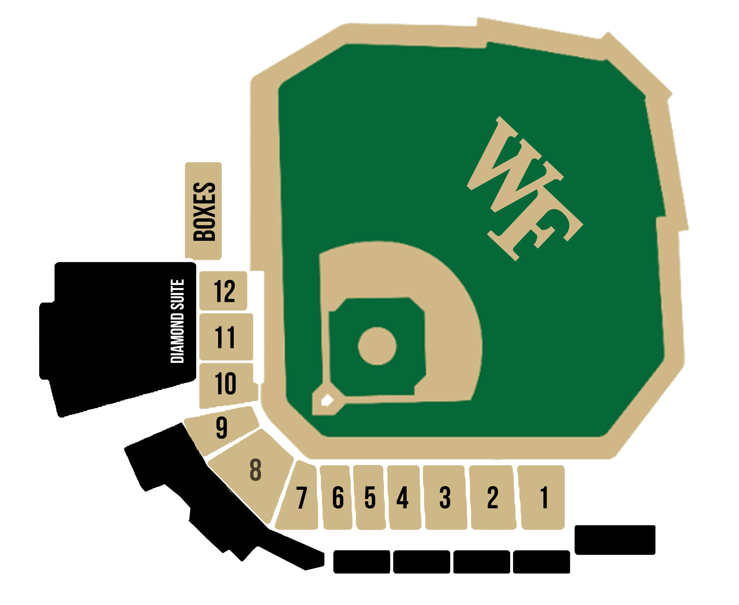 David F. Couch Ballpark: Seating chart, David F. Couch Ballpark — manager-published seating diagram. Use the source chart for section and row details.