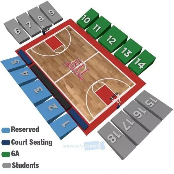 Dedmon Center: Seating chart, Dedmon Center — basketball sections. Use the source chart for section and row details.