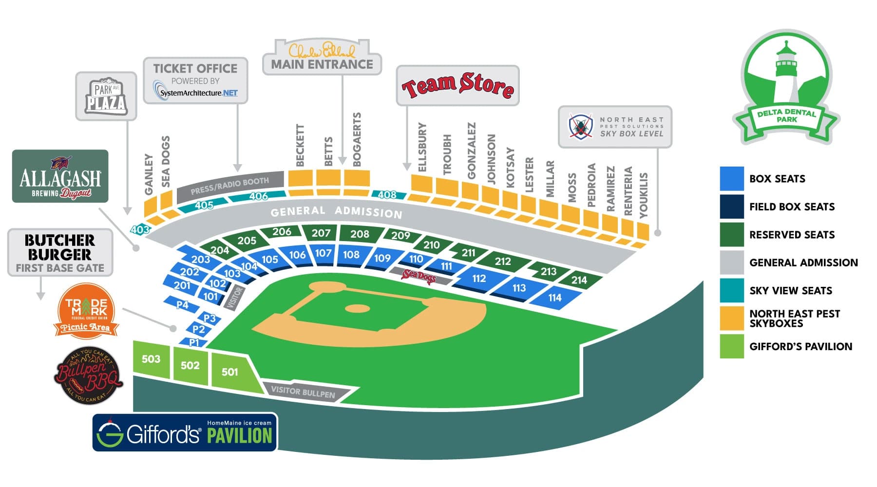 Delta Dental Park: Seating chart, Delta Dental Park, Portland — official 2026-linked seating and amenities. Use the source chart for section and row details.
