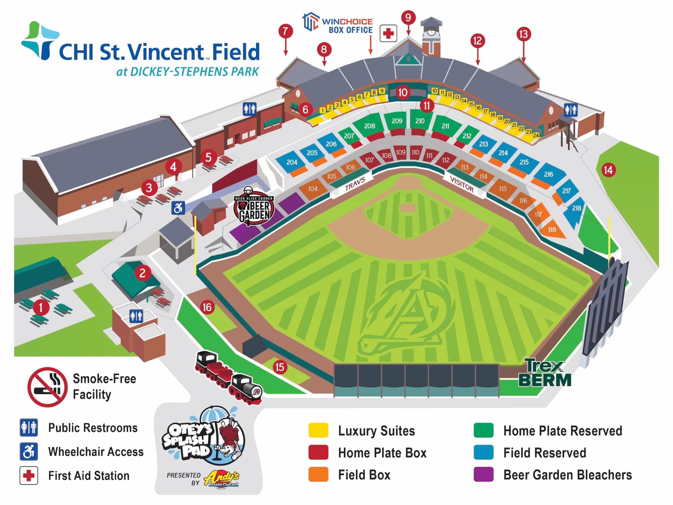 Dickey-Stephens Park: Seating chart, Dickey-Stephens Park — official March 2026 seating and amenity diagram. Use the source chart for section and row details.
