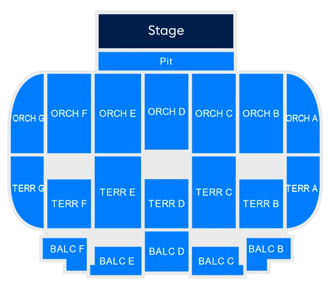 Dignity Health Arena: Seating chart, Theatre. Use the source chart for section and row details.