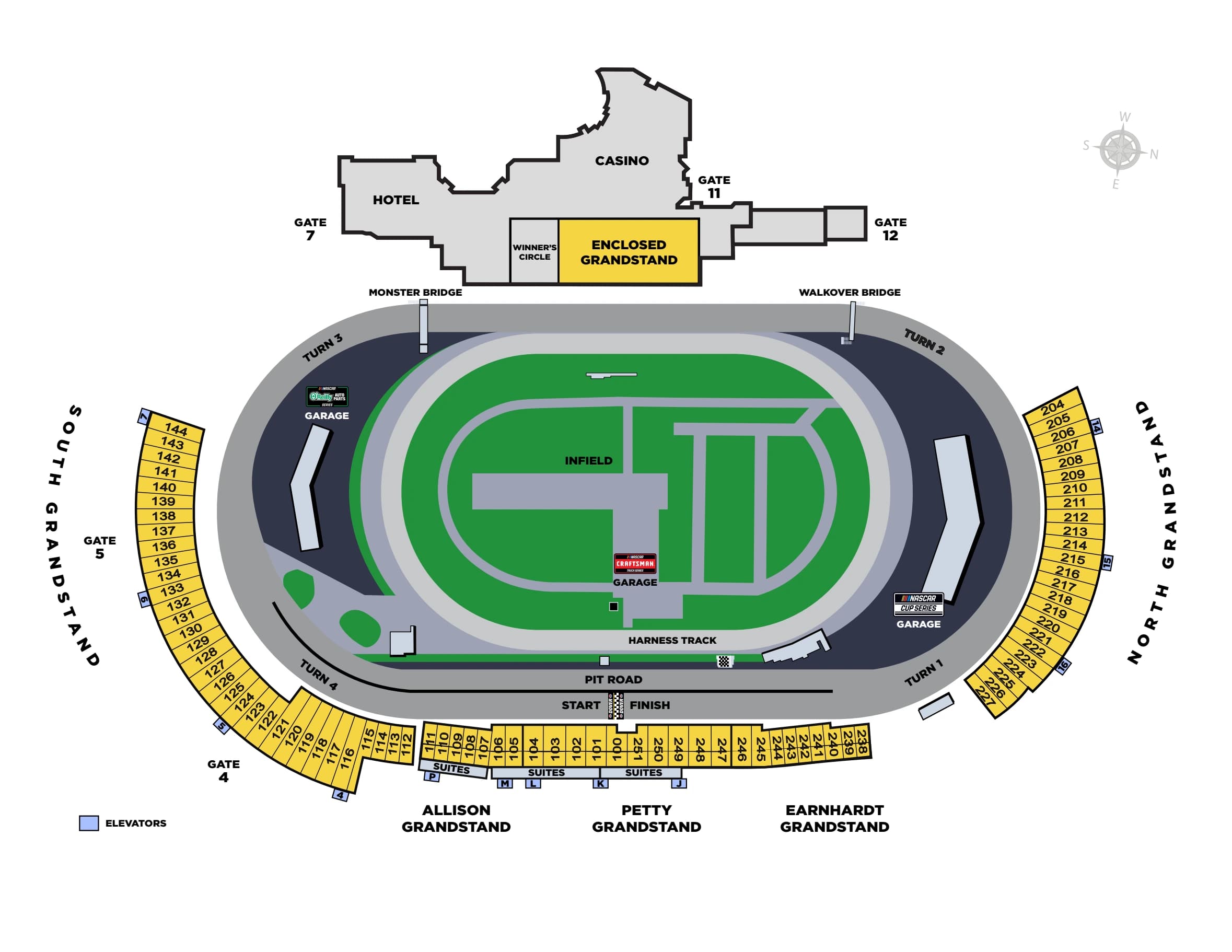 Dover Motor Speedway: Seating chart, Motor racing. Use the source chart for section and row details.