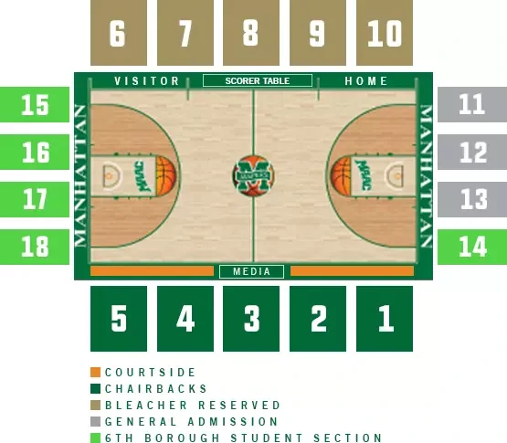 Draddy Gymnasium: Seating chart, Draddy Gymnasium — men’s basketball seating. Use the source chart for section and row details.
