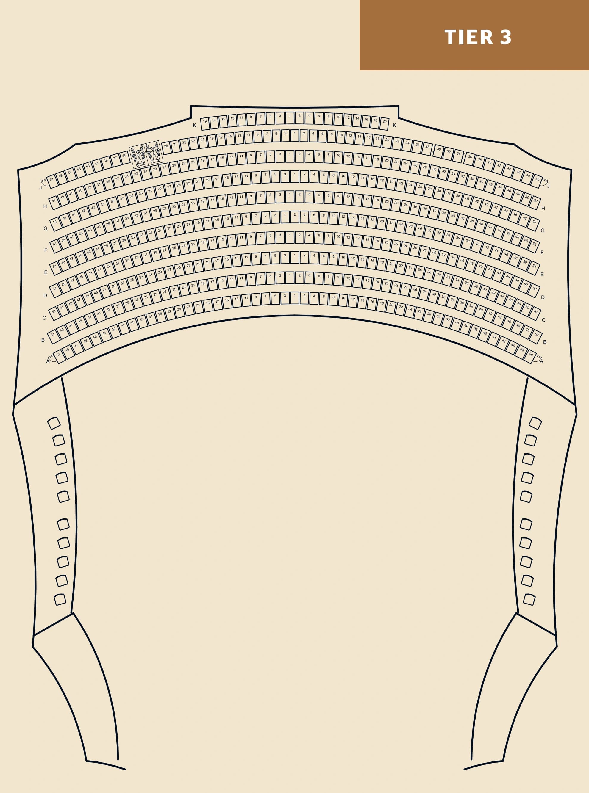 Eccles Theater: Seating chart, February 2016 reference · Delta Performance Hall Tier 3. Use the source chart for section and row details.