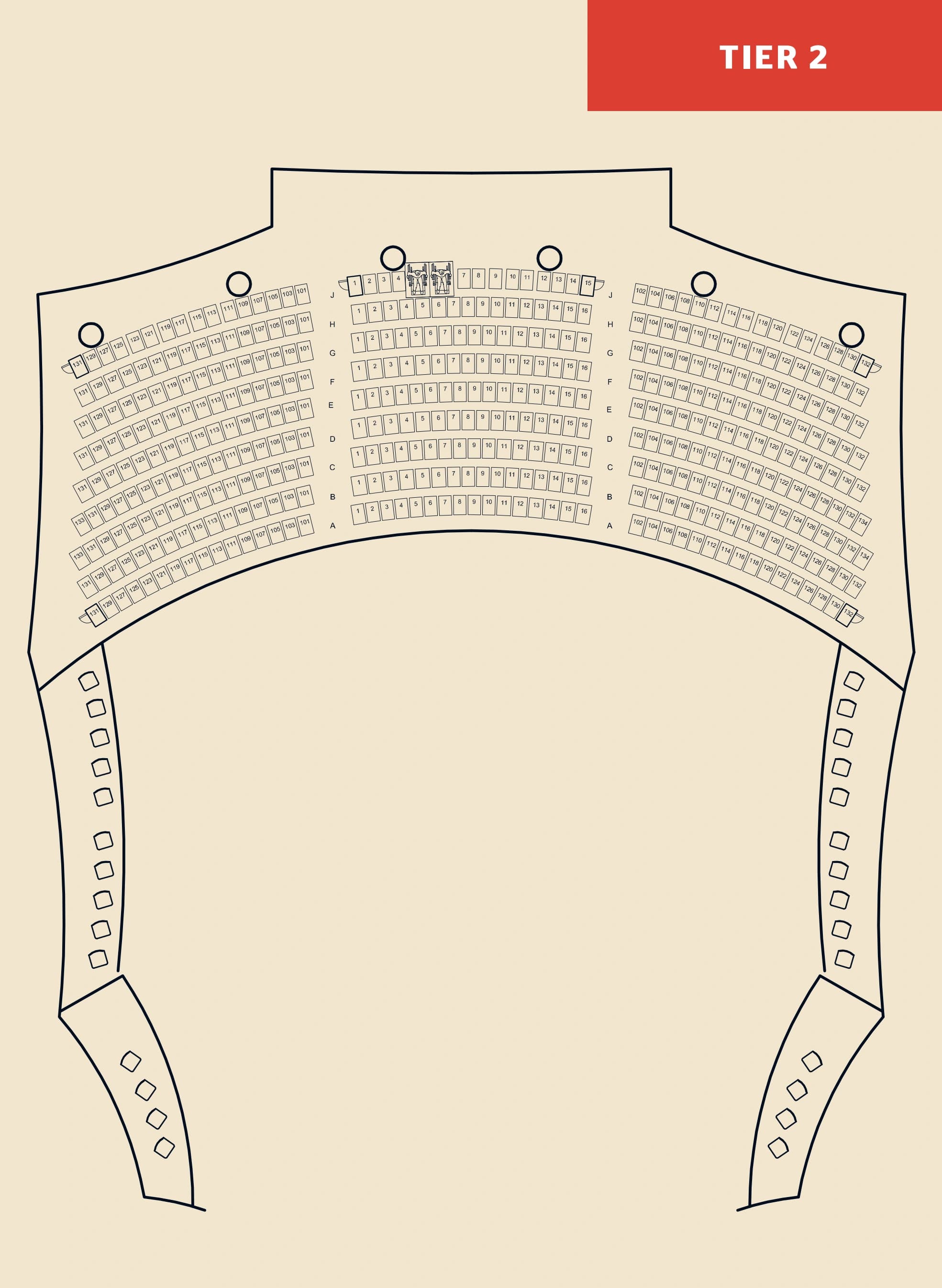 Eccles Theater: Seating chart, February 2016 reference · Delta Performance Hall Tier 2. Use the source chart for section and row details.