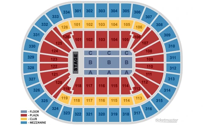 Enterprise Center: Seating chart, Enterprise Center — official end-stage concert section chart. Use the source chart for section and row details.
