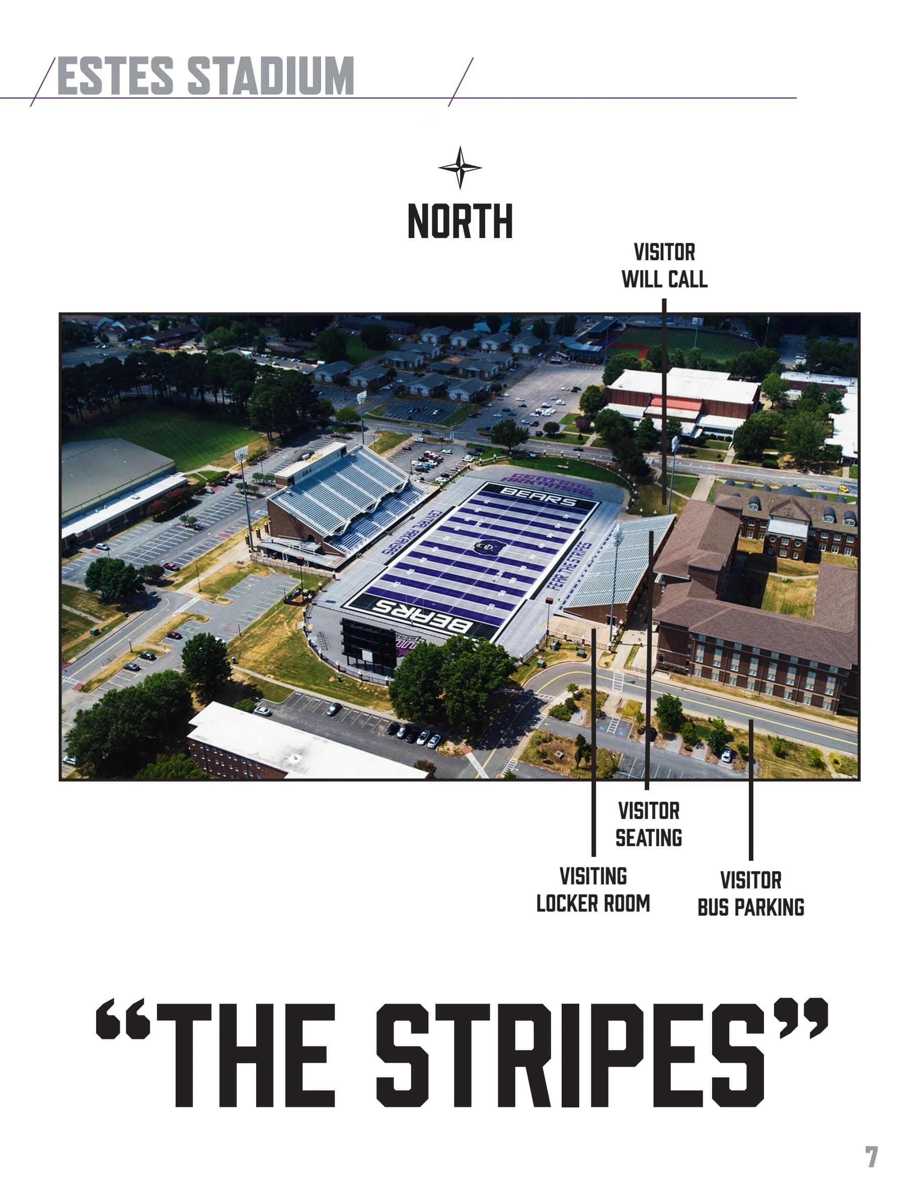 First Security Field at Estes Stadium: Venue layout, Estes Stadium — official 2026–27 visitor-side access plan. Use the original map for routes and visitor facilities.
