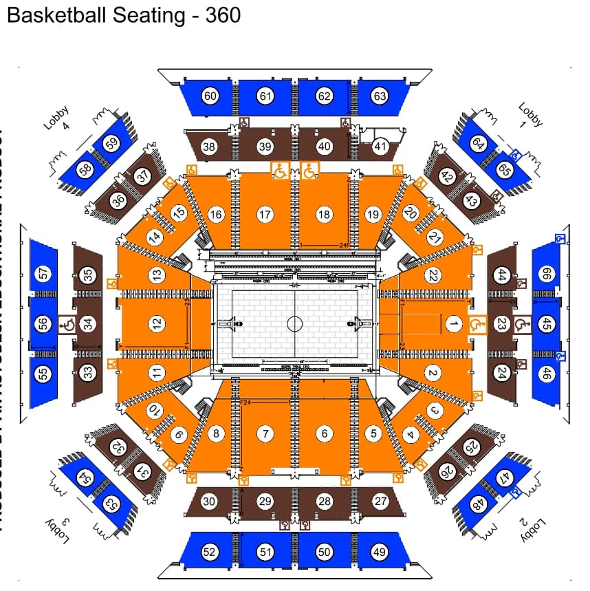 ExtraMile Arena: Seating chart, Basketball · full bowl. Use the source chart for section and row details.